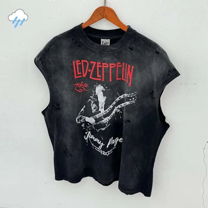 Vintage Washed Black Damaged Shirts